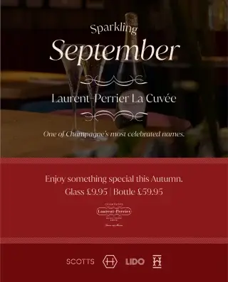 Laurent-Perrier La Cuvée. One of the most recognised names in Champagne, poured by the glass. £9.95 a glass, £59.95 a bottle, through September.
🍾 - @champagnelaurentperrier